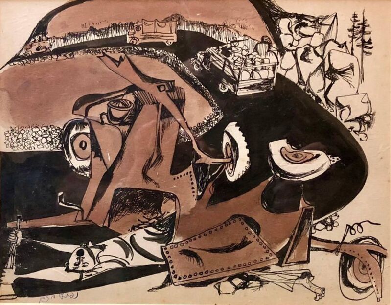 kapperszaak uitlijning Dagelijks Naftali Bezem | Rare Modernist Israeli WAR CONVOY 1940s Watercolor Painting  Drawing Bezem (20th Century) | Available for Sale | Artsy