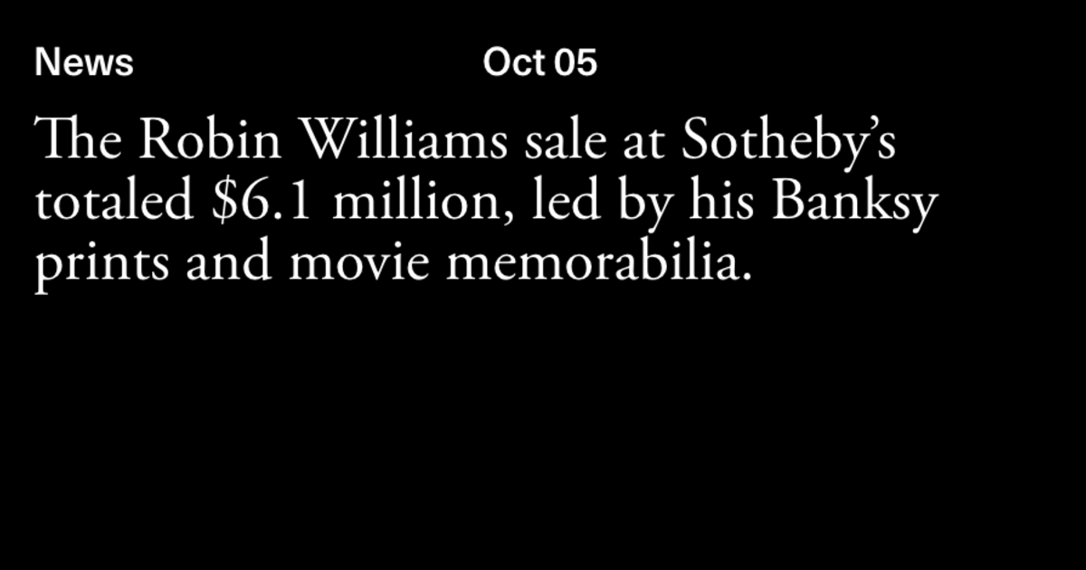 Sotheby's Robin Williams Sale Totals $6.1 Million, Propelled by Bansky  Prints and Movie Memorabilia