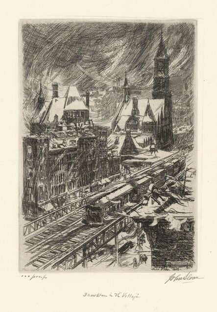 John Sloan, ‘Snowstorm in the Village.’, 1925