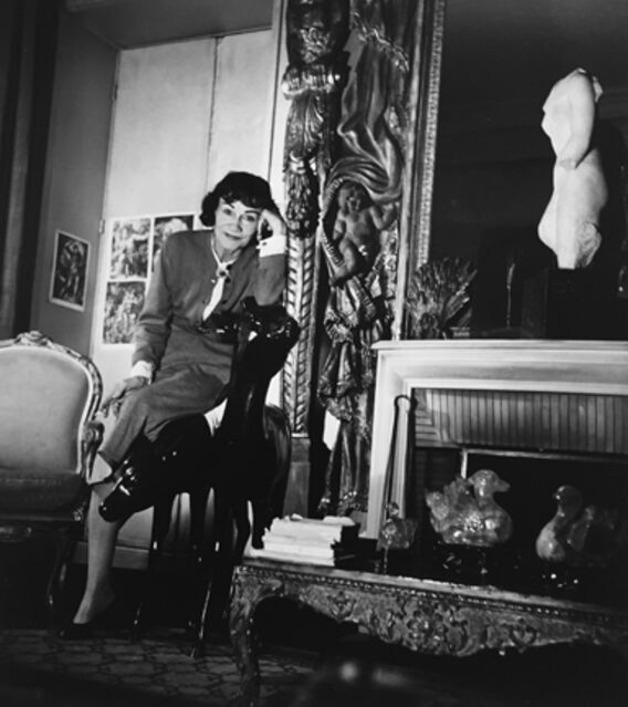 Louise Dahl-Wolfe  Coco Chanel Leaning on Chair in her Apartment