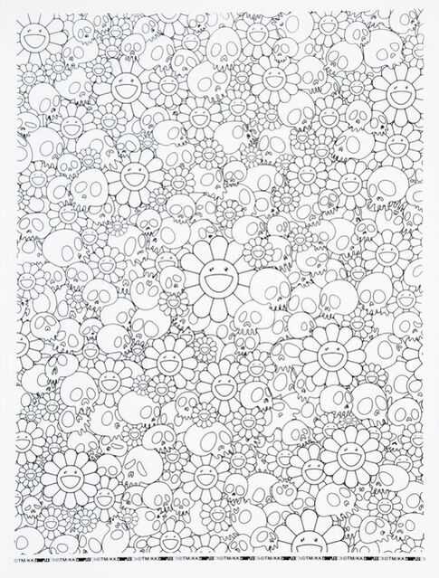 Takashi Murakami, Skulls & Flower (White) (2018)