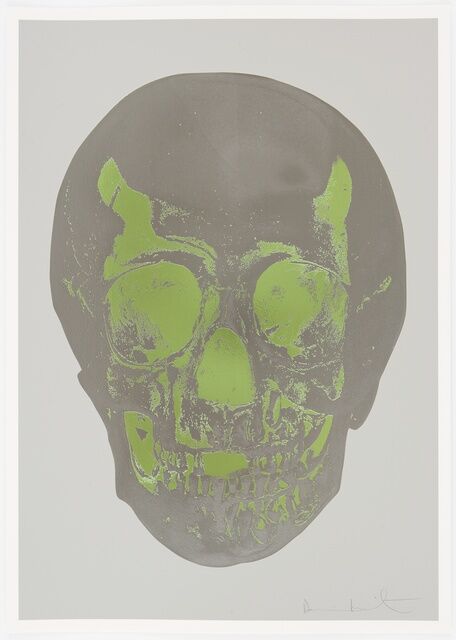 Damien Hirst | Dove Grey Gunmetal Leaf Green Skull (2012) | Artsy