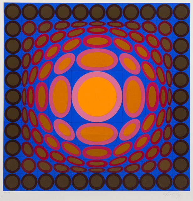Large Victor Vasarely Op Art Serigraph Tridos - Signed and