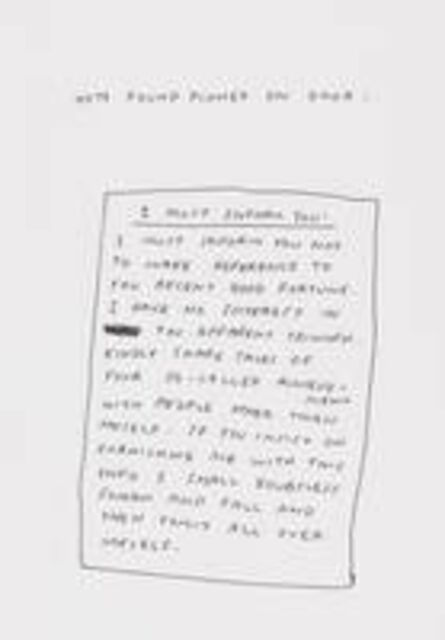 David Shrigley | Untitled (Note found pinned on door) (1996 ...