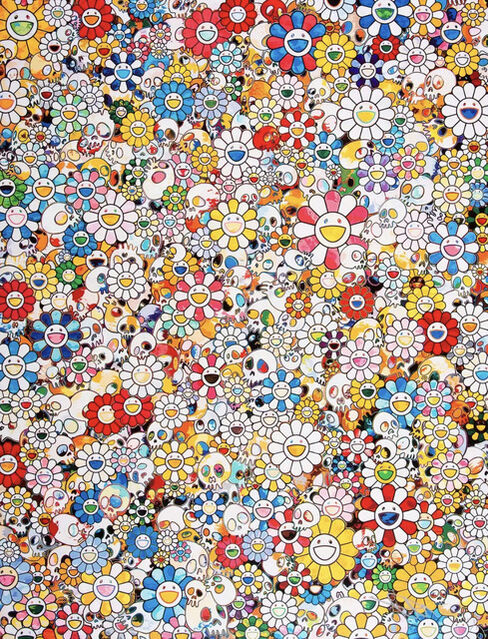 Takashi Murakami  Canvas Handbag - Gold Flowers / Black / Skulls