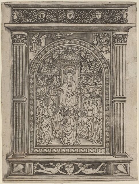 after Maso Finiguerra | The Virgin and Child Enthroned, with Angels and ...