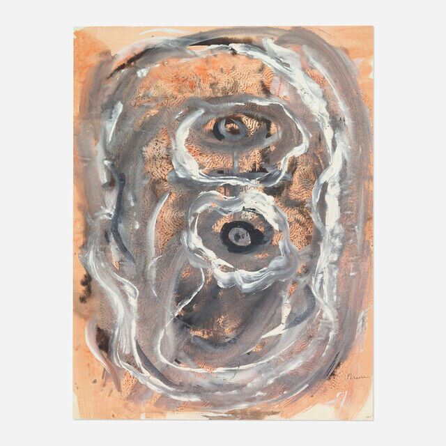 Irene Rice Pereira | Untitled (Grey Eyes, Orange Background) (c. 1950 ...