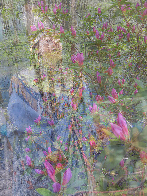 Richard Mathis | Blue Dancer in Azaleas (2025) | Available for Sale | Artsy