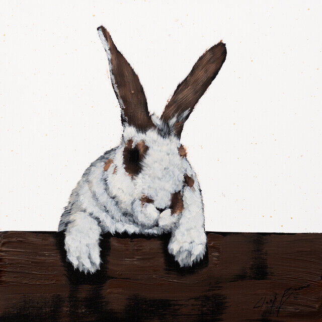 Josh Brown | Brown and White Rabbit On Fence (2022) | Artsy