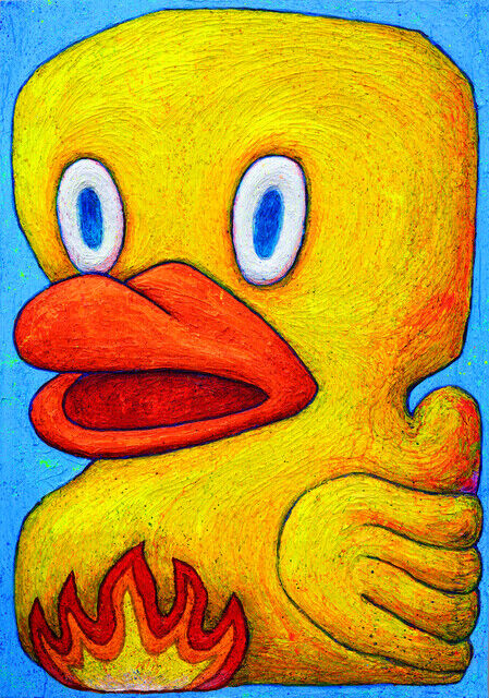 Kin Kun Duck Artist KUN 쿤 작가 | Yellow baby duck on fire (2024) | Available for Sale ...