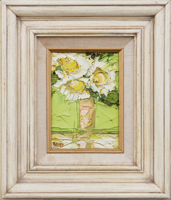 Jim Rabby | Modern Abstract Green, Yellow, and White Flowers Still Life ...