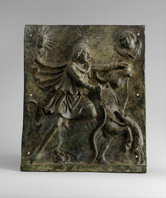Mithras Intaglio Unknown Roman | Bronze plaque of Mithras slaying the bull (mid-2nd ...