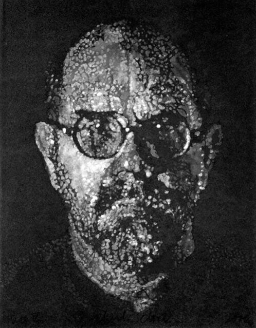 Pulp Shadow Protrait Chuck Close | Self-Portrait / Pulp / Pochoir (2000) | Artsy