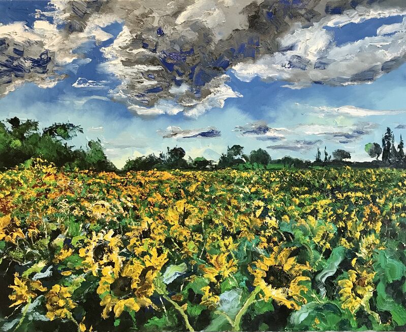 sunflower field paintings