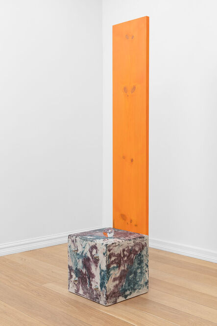 Magnus Pettersen, ‘Untitled (Turquoise and purple cube with an orange piece of wood)’, 2023