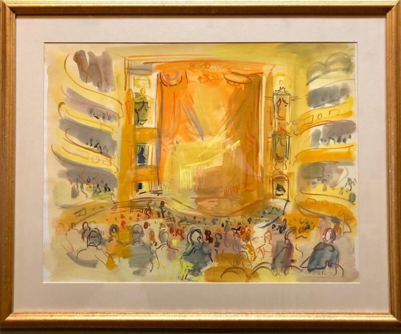 Roger Bertin, French Fauvist Gouache and Watercolor Painting Paris Opera  or Theater Interior (Mid-20th Century)