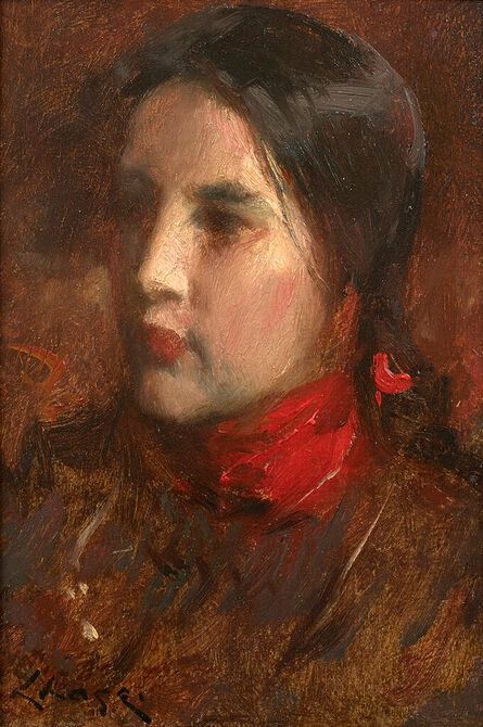 The Red Sash By William Merritt Chase Art Reproduction from Cutler Miles.