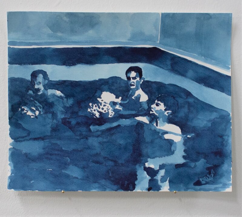 Formics Drawing Daniele Formica | Boys by the Pool (Blue Watercolor) (2020) | Available ...