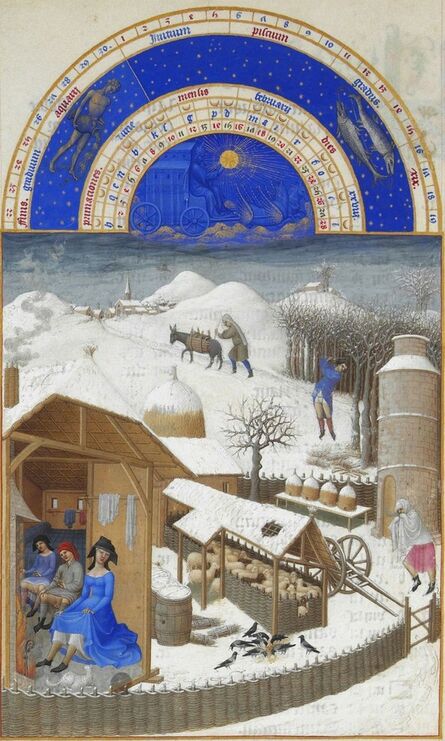 Limbourg Brothers, ‘Février, miniature from the Très Riches Heures’, 1411-1416