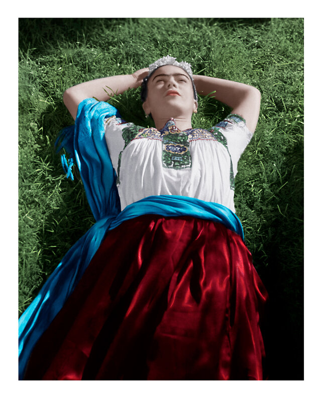 frida kahlo blue dress Frida Kahlo with Birds in Blue Dress Sticker