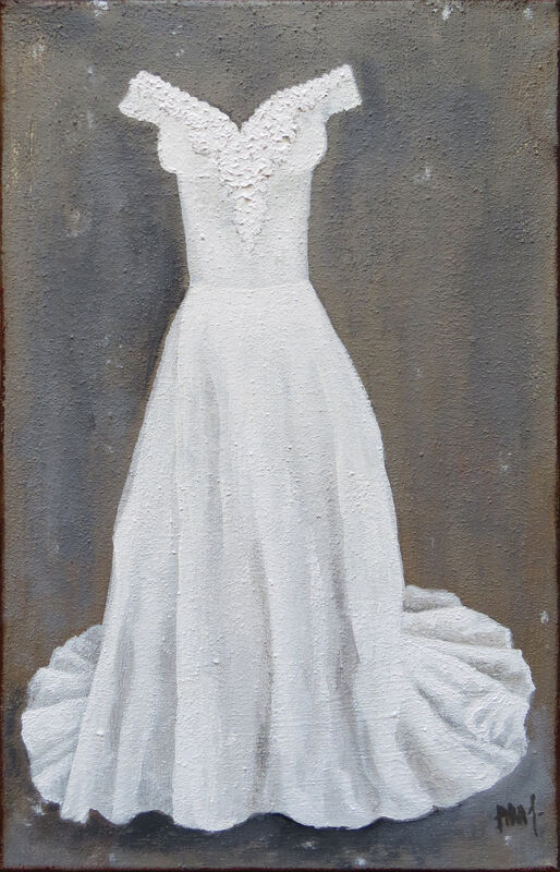 Angel | Valentino. White Dress. Wedding Dress. Black, White, Textured Painting (2022) | Available for Sale | Artsy