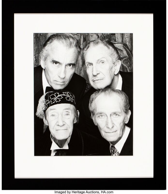 Terry O'Neill | The Four Kings of Horror (Christopher Lee, Vincent Price,  John Carradine, Peter Cushing) (1983) | Artsy
