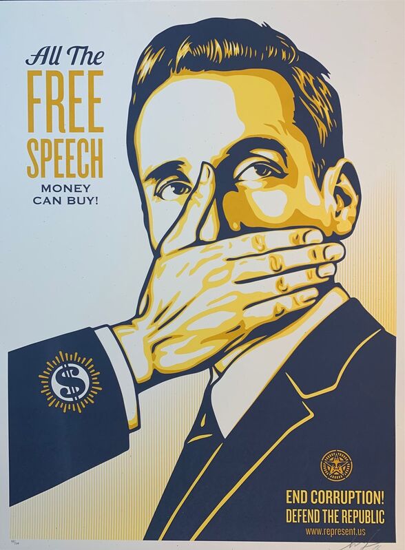 astronomi Ledig fjer Shepard Fairey | Shepard Fairey "Pay Up Or Shut Up!" Free Speech Edition  2015 VOTE Represent US Political Art (2015) | Available for Sale | Artsy