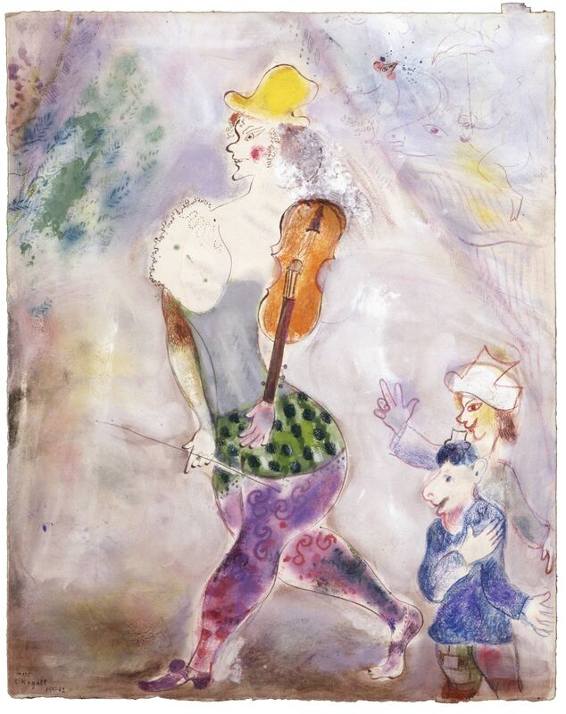 Marc Chagall A Clown Playing the Violin (Clown jouant au violon) (1941–42) Artsy