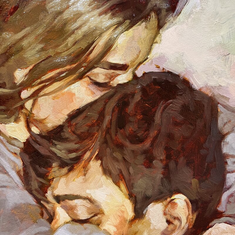 couple hug painting