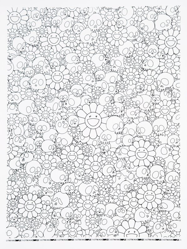 Takashi Murakami, Skulls and Flowers (White) (2018)