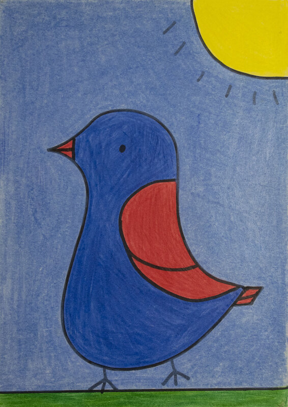 blue bird drawing for kids