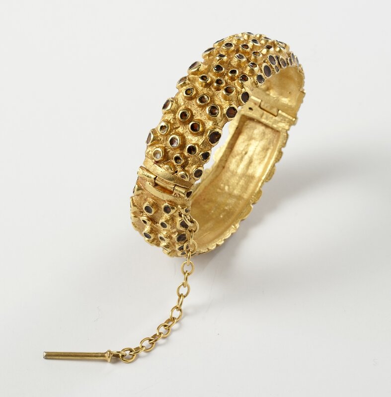 Line Vautrin, Vintage Bracelet in Gilded Bronze, Signed LV