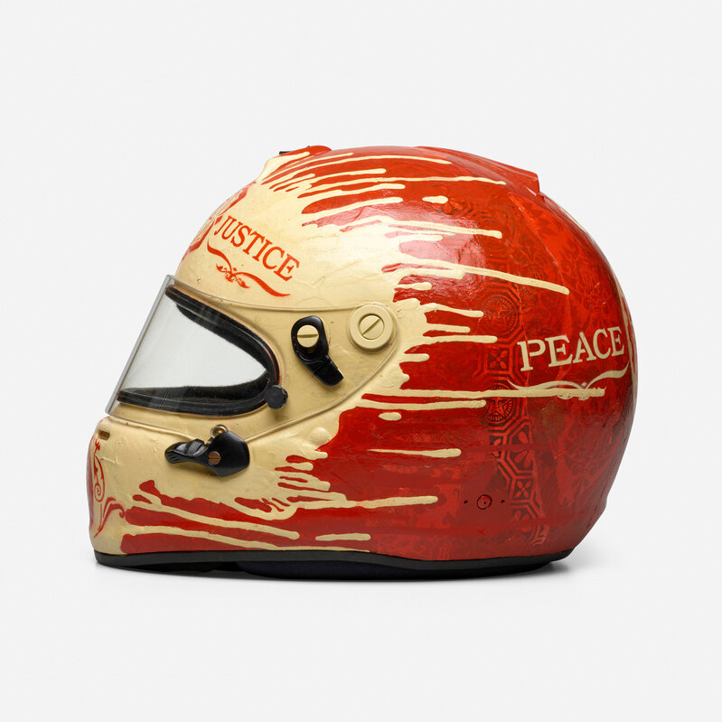 Shepard Fairey, ‘Untitled (Helmet)’, 2013, Ephemera or Merchandise, Enamel, spray paint and collage on motorcycle helmet, Rago/Wright/LAMA