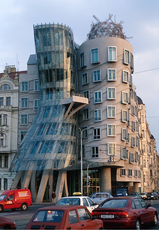 Frank Gehry, Nationale-Nederlanden Building, view from Jiráskovo Street,  Prague, Czech Republic (1992-1996)