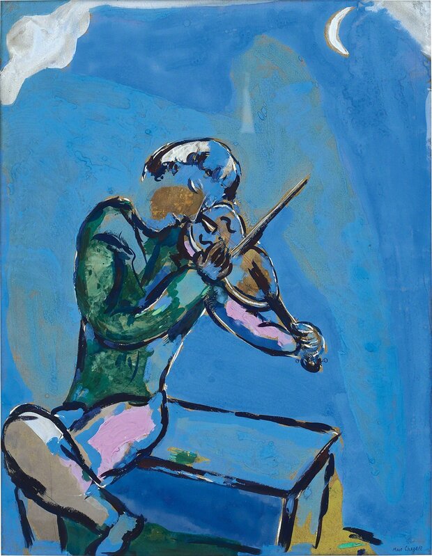 Marc Chagall - The blue fiddler Le violoniste bleu - Artprint on watercolourpaper - 100x70cm Marc Chagall - The blue fiddler Le violoniste bleu - Artprint on watercolourpaper - 100x70cm