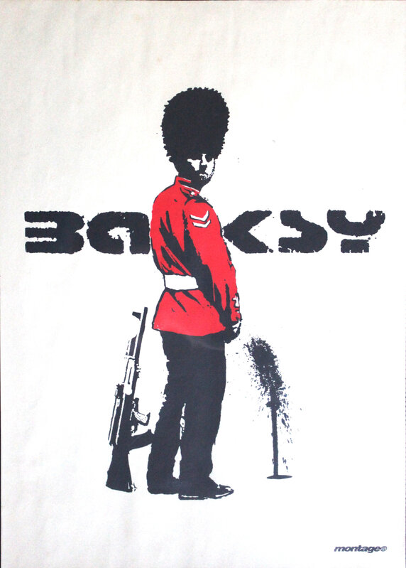 After Banksy, Pissing Guard (rare 2002 poster by Banksy for Japanese brand  Montage) (2002), Available for Sale