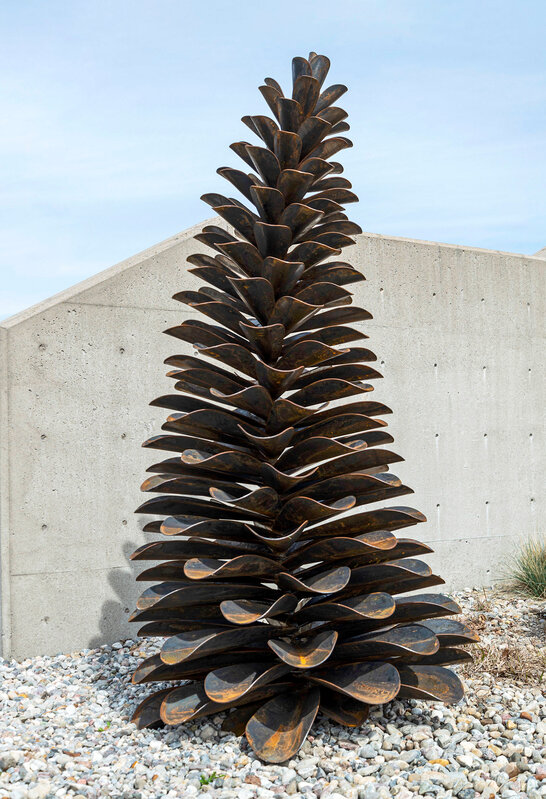 Pine Cone Sculpture 20167 - large, naturally rusted, weathered steel  sculpture
