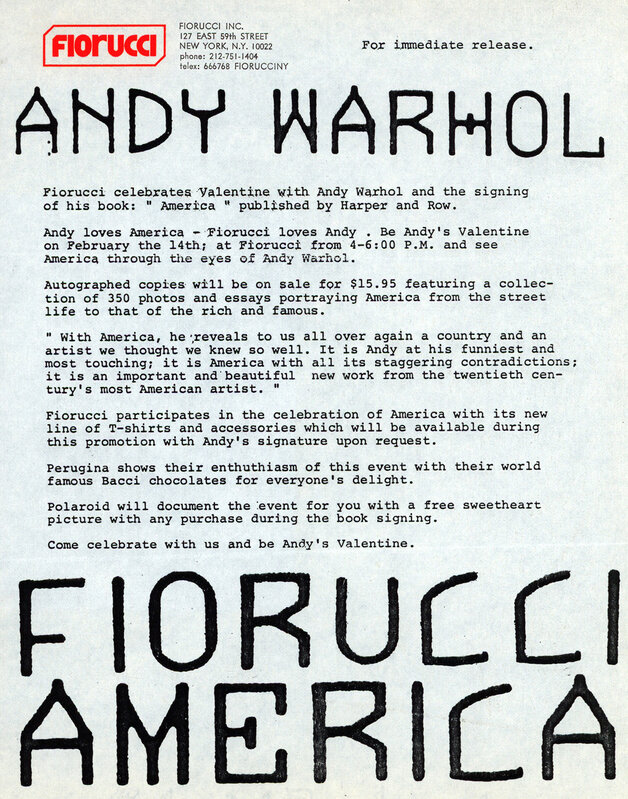 Andy Warhol, Andy Warhol Fiorucci 1986 (vintage Andy Warhol America)  (1986), Available for Sale