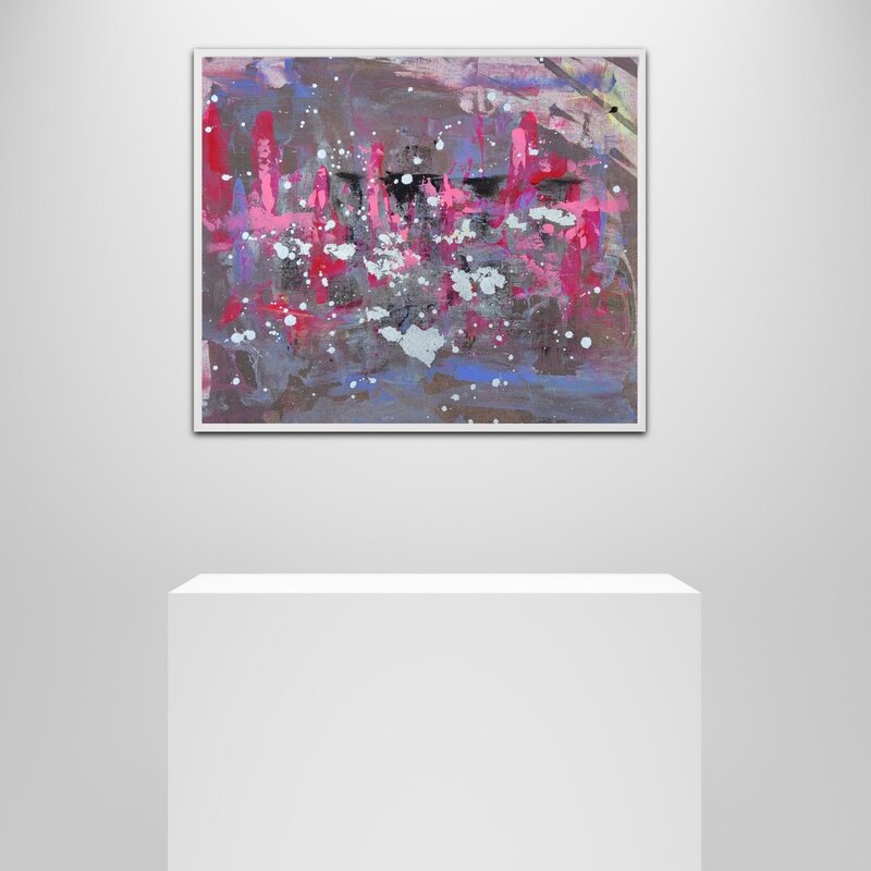 Silver Pink Mauve Black Abstract Painting Modern Art Abstract 
