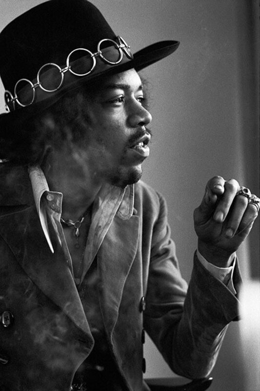 jimi hendrix smoking a cigarette wearing bandana 8x10 inch photo Jimi Hendrix Print - Iconic