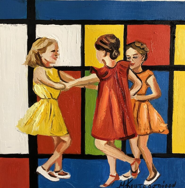 little girls holding hands painting