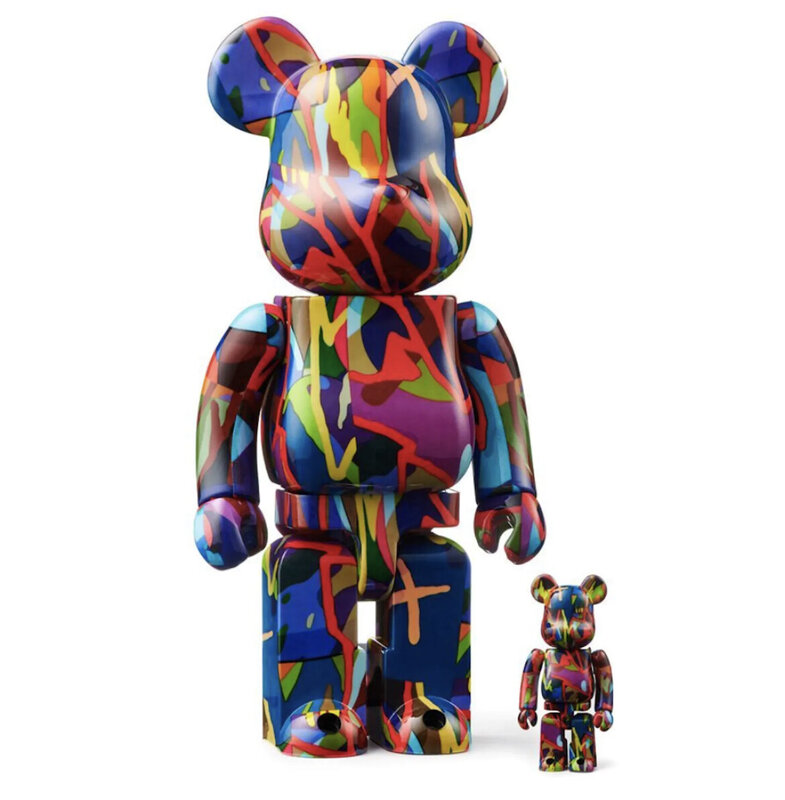Bearbrick 400% Pop Art Colored Statue Or, Sculpture par Priscilla