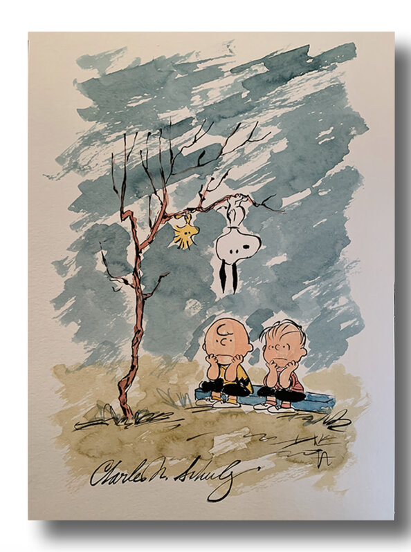 Charles M. Schulz, ‘Happiness is ... Hanging Around with Friends’, ca. 1970s, Drawing, Collage or other Work on Paper, India ink and watercolor on heavy stock paper, Griffin Galleries