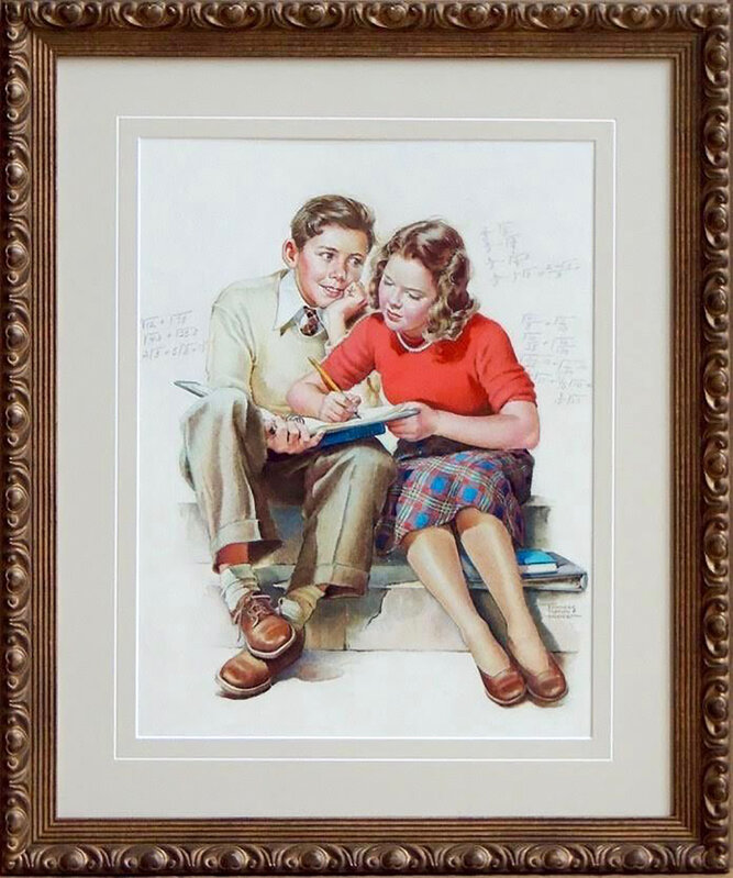 Frances Tipton Hunter, Girl Helping Admiring Boy with his Math Homework  (1940), Available for Sale