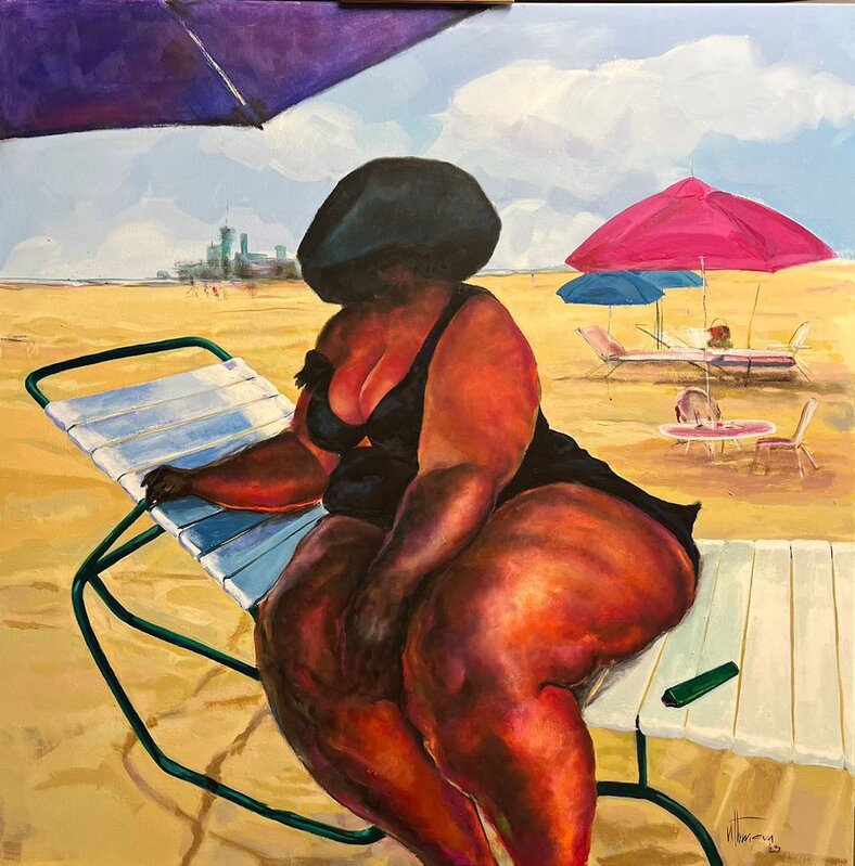 Uthman Wahaab, ‘Beach Fáàjí ’, 2023, Painting, Acrylic and Oil Pastel on Canvas, O’DA Art