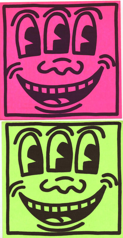 Keith Haring, Original Keith Haring Three Eyed Smiling Face stickers  (Keith Haring Pop Shop) (ca. 1982), Available for Sale