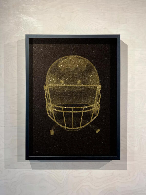 artist nick football helmet Saban Signed Custom Painted Speed Flex with 3D Bumpers & F Vault Autographs Years later NFL Helmet (Gold on Black)