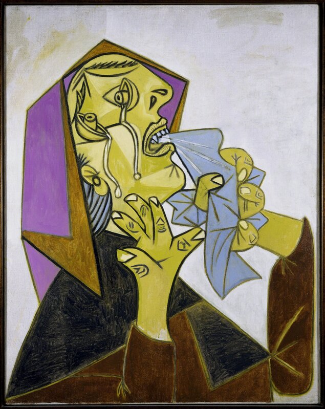 Pablo Picasso, Cabeza de mujer llorando con pañuelo (III). (Weeping  Woman's Head with Handkerchief [III].) (1937)
