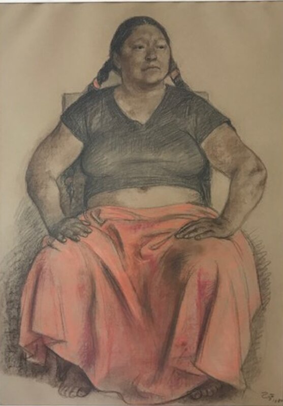Francisco Zúñiga, Mujer sentada con falda roja (1980)