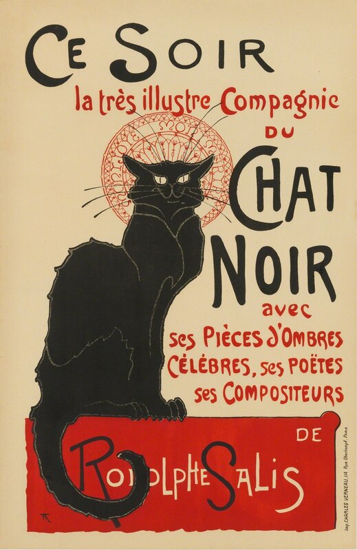 Miniature Le Chat Noir Black Cat Statue by Steinlen